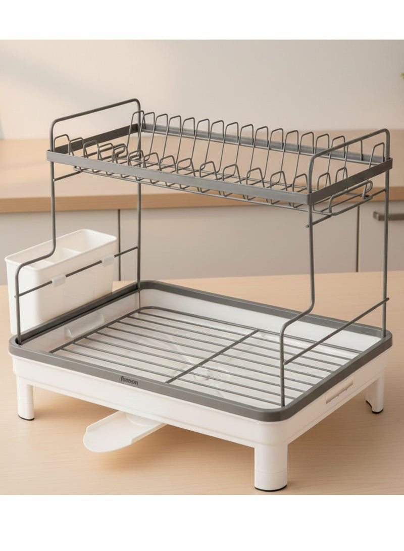 Fissman 2-Tier Dish Drying Rack 48cm Stainless Steel, Plastic - Image 1